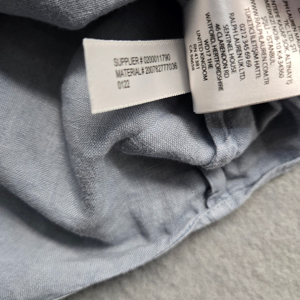 Lauren Ralph Lauren Womens XL Light Blue‎ 100% Linen Roll Tab Button Down Shirt - Picture 6 of 11